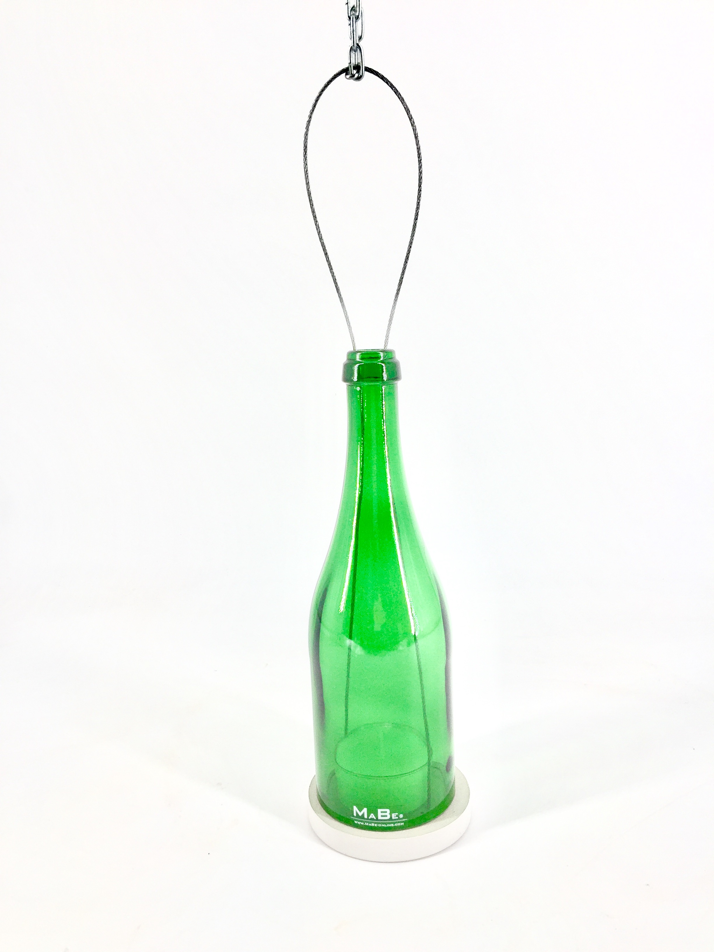Windlicht Sektflasche inkl. Kerze 26cm grün